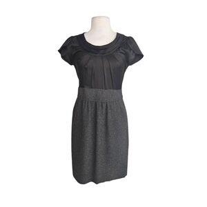 The Limited Dark Brown & Grey Mixed Media Sheath Dress